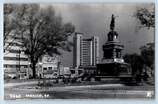 Mexico City Postcard Cuauhtémoc Statue Paseo De La Reforma c1950's RPPC Photo picture