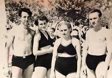 1956 Shirtless Handsome Men Bulge Trunks Muscular Guys Women Gay int Old Photo picture