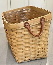 2005 Longaberger Newspaper Slant Basket & Protector with Leather Handles Large picture