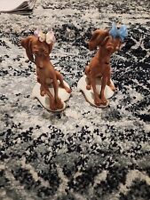 Vintage Giuseppe Cappe Calle Pair of Hound Dogs w Butterflies, Signed Dated 1959 picture