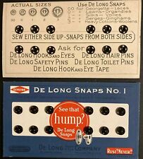 Early 1900's DeLong Snaps No.1 - On the Original Display Card Antique Sewing NOS picture