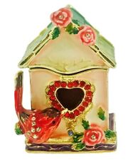 Kubla Craft Bejeweled Enameled Trinket Box: Cardinal Birdhouse Box, Item # 2913 picture