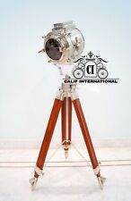 Hollywood Nautical Searchlight Floor Lamp Spotlight With Revolving Wooden Tripod picture