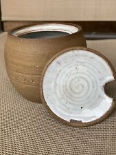 Vtg Ineke Pottery Victoria BC Canada Ceramic Lidded Spoon Slot Sugar Bowl Brown picture