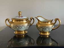 Hutschenreuther Selb Bavaria Porcelain 1929 Gold Encrusted Creamer & Sugar Bowl picture