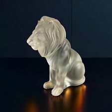 Lalique France Crystal LION Bamara Figurine Frosted - With 3 Chips On One Side picture
