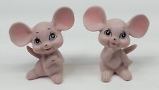 2 Vintage Brinns Ceramic Pink Mice Figurine Japan Pittsburg Pennsylvania picture