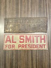 **Antique Al Smith VS Herbert Hoover For President 1928 Election -Tin Tackers ** picture