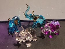 Handblown Art Glass Miniature  Elephant Lot Rare Design  Blown Glass  picture