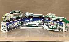 Vintage 1990's Hess Lot Race Car Hauler Shuttle Carrier Toy Truck & Helicopter picture