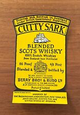 Vintage Cutty Sark Scots Whiskey Labels Unused from 1970's  4/5 Pint Bottle  picture