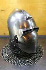 Antique Custom SCA HNB 18 Gauge Steel Medieval Combat Pig Faced Bascinet Helmet picture