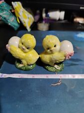 Vintage Salt & Pepper Shaker Set Baby Chicks Chickens With Easter Eggs... picture