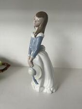 Vintage Lladro Figurine Nao 1982 Young  Girl In Blue Holding Hat 11