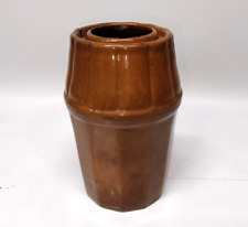 Antique Slip Brown Stoneware Crock Wax Sealer Jar Pottery picture