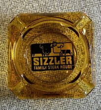 Vintage Sizzler Family Steak House Restaurant Yellow Glass Ashtray Amber picture