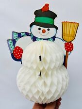 Vintage Amscan Snowman Centerpiece Winter Christmas Decor Honeycomb Tissue Decor picture