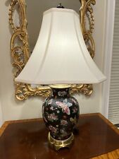 Stunning Onyx Porcelain Lamp Handpainted with Butterflies and Florals: w/Shade picture