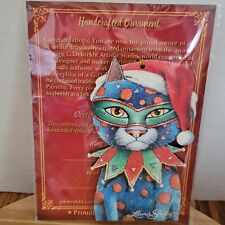 G. DeBrekht Mardi Gras Party Cat Laura Seeley Wooden Christmas Ornament USA NEW  picture