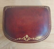 Vintage Saks Fifth Avenue Italy Calf Leather Gilt Box.   Mahogany And Velvet picture