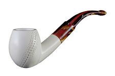 Bent Billiard engraving Meerschaum Pipe classic smoking tobacco with case MD-38 picture