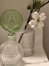 RARE Vintage Uranium Czech Perfume Bottle w/ Lovebirds by Morlee Genuine Crystal picture