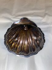 ANTIQUE 1920’S SILVER BUTLER CLAMSHELL ASHTRAY WITH GLASS INSERT picture