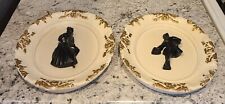 2 Vintage Chalkware Plaster Wall Plaques Man And Woman picture