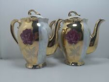 Antique Vintage  pitcher STC Japan Porcelain Set of 2 Hand Painted Teapot Jug picture