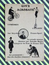 cp Rare CIRCUS TOULOUSE GIM'S ACROBAT Comedian Cyclist Antonin MAGNE Tour 1934 picture