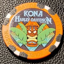 KONA HD~ Waikoloa, HAWAII ~ (WIDE PRINT Orange/Blac) Harley Davidson Poker Chip picture