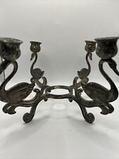 Unique Vintage Swan Silver plated Candelabra Decor Table Decor 6.5” Tall 11” Wid picture