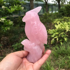 1pc Natural pink rose Quartz Hand Carved parrot Skull Crystal healing Gem Decor picture