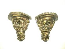 Pair Beautiful Vintage Antiqued Finish Gold Wall Sconce / Shelf 7