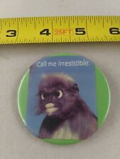 Vintage CALL ME IRRESISTIBLE Cute Monkey pin button pinback lapel *EE83 picture
