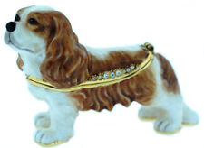 King Charles Dog Collectible Trinket Box, jeweled, enameled, NIB  picture