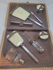 Art Deco Vintage 8-Piece Matching Vanity Grooming Set Cream & Silver 1930 case picture