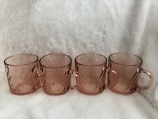 VTG  Arcoroc France Set Of 4  Swirl Glass Coffee Mugs Peach/Pink Preowned NICE picture