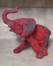 Vintage Huichol Beaded Mexican Folk Art Elephant Plaster Sculpture Micro Beads.. picture