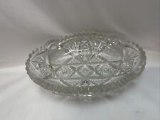 Cut Crystal Glass Divided Clear Dish Oval Condiment Jewelry Tray 7.5 by 5.5 Inch picture