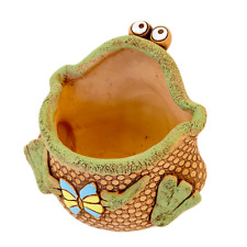 Frog Ceramic Planter Toad Clay Pot Cachepot Brown Plant Pot Flower Herb Pot picture
