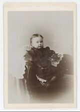 Antique Circa 1880s Cabinet Card Adorable Baby in Black Dress picture