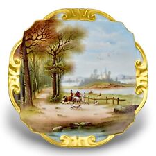 Large Limoges Porcelain Charger Plaque with Hand Painted Equestrian View picture