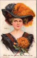 Vintage 1910s Pretty Lady Postcard 
