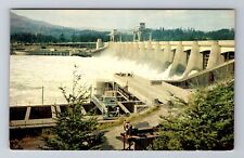 OR-Oregon, Aerial Bonneville Dam, Antique, Vintage Souvenir Postcard picture