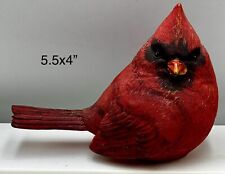 Red Cardinal Bird Sitting Cast Resin Christmas Decor Figurine 5.5x4” picture