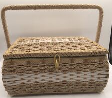 Vtg JC Penney Natural Color Wicker Sewing Basket Box Tray Made in Japan picture