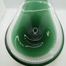 Flygsfors Coquille Glass Bowl Green White Signed Swedish Mid Century Modern Art picture