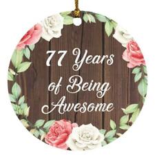 77th Birthday 77 Years Of Being Awesome - Circle Ornament A picture