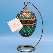 Komozja Mostowski Fleur de Lis Hinged Egg Christmas Ornament with Stand NO BOX picture